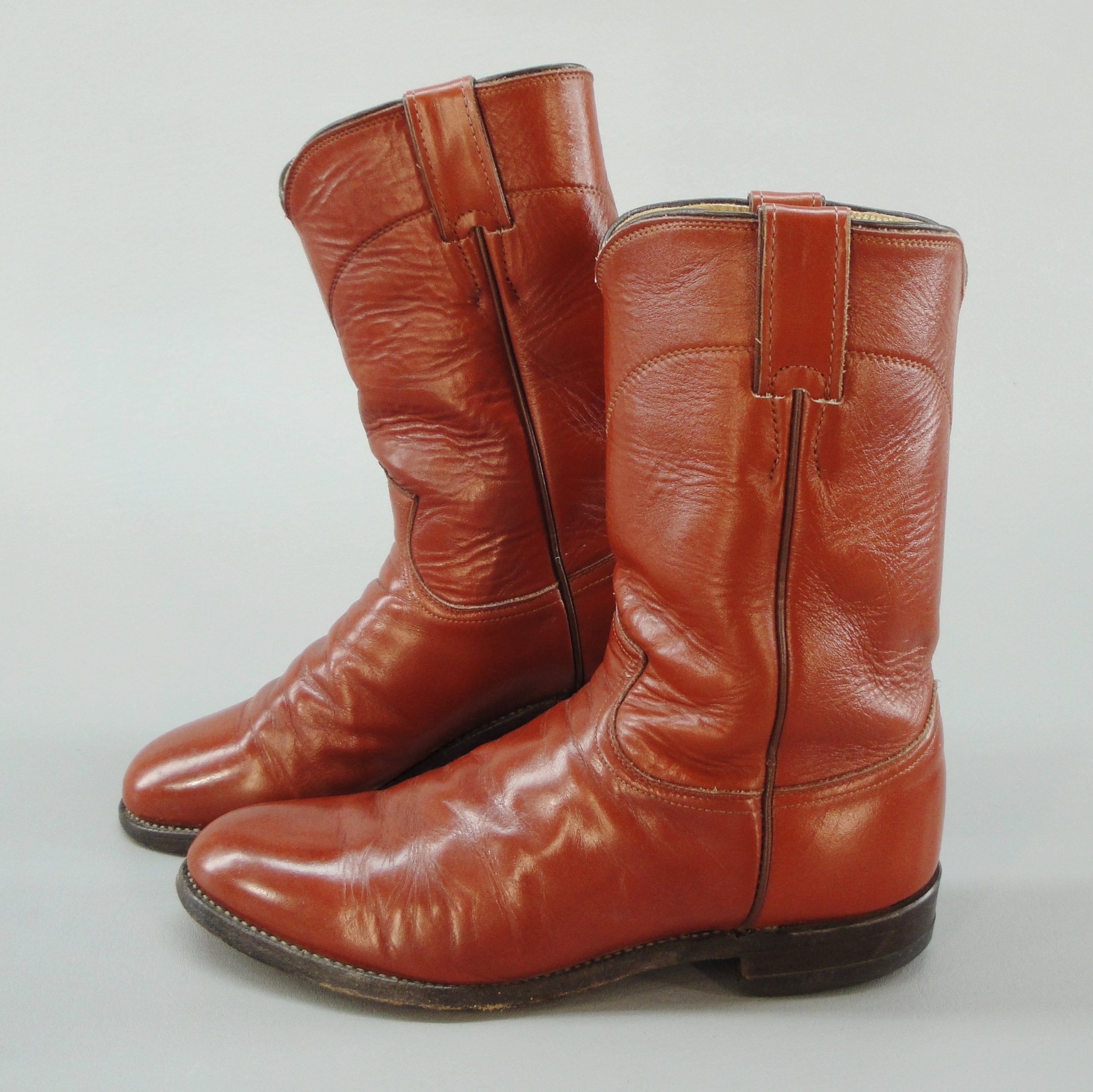 1990s Vintage Ladies Justin Red Leather Cowboy Boots Western Etsy