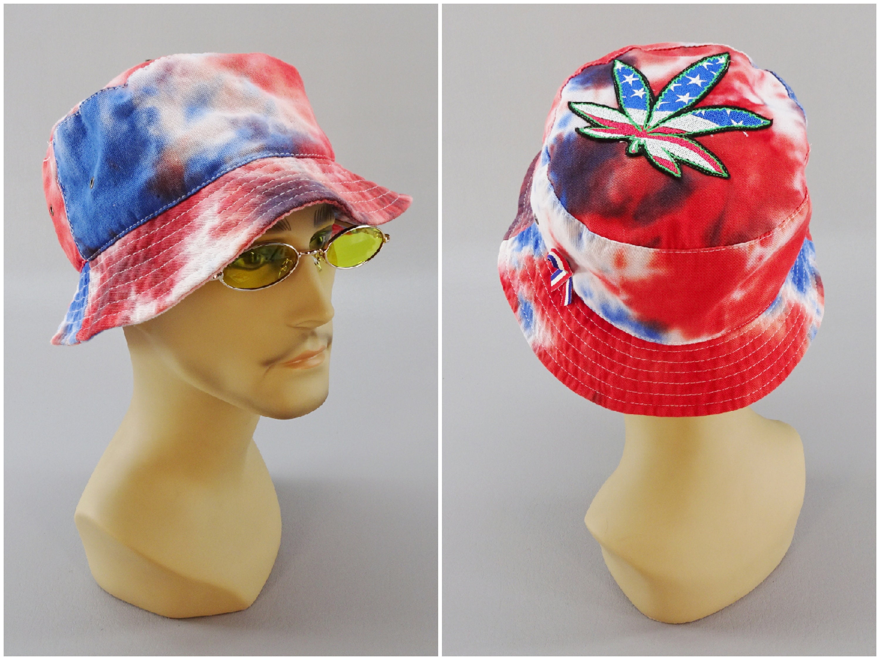 red white and blue floppy hat