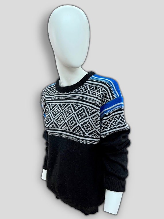 OSSI Skiwear Ski Sweater, Crew Neck, Nordic Design, 1960s 1970s 
