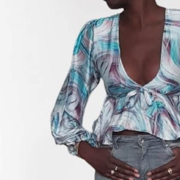 Top blouse en soie doublée boutonnée au dos boutonnée