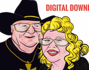 Caricaturas coloridas personalizadas digitais, retratos de casais solteiros, retratos de animais de estimação para impressão, personagens de desenhos animados