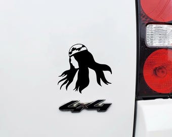 Mulher nativa e boné, decalque de carro, adesivo de para-choque