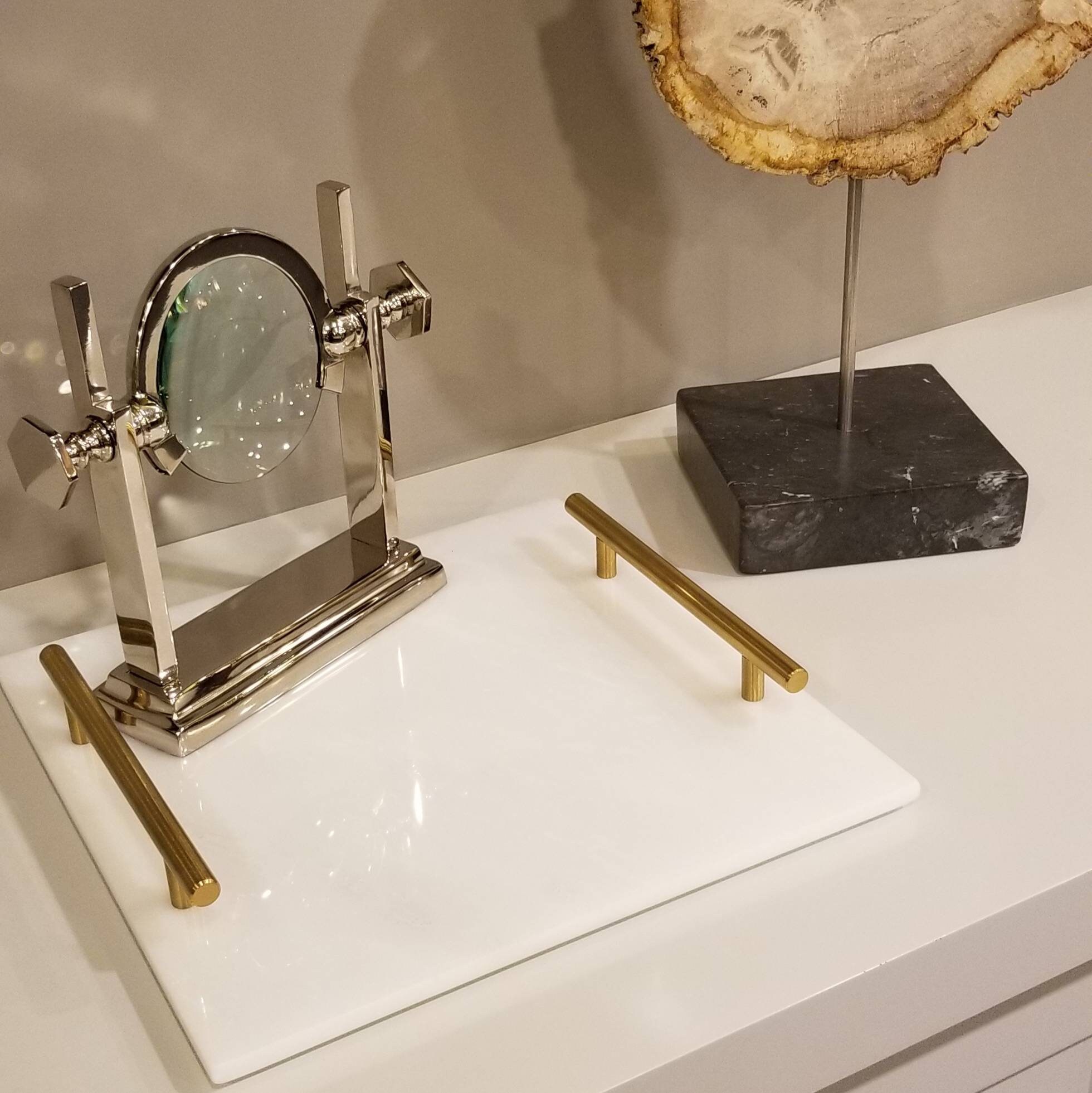 Marble Tray 12x12 White Marble Gold Handle Etsy