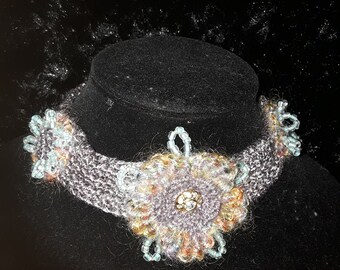 Crocheted Flower Choker