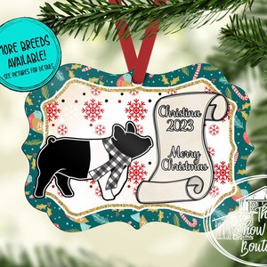 Show Pig Christmas Ornament, Personalized Pig Ornament, 4H Pig, Show Mom Gift, Show Boar, Livestock Show Ornament, Buyer Gift, Ag Teacher