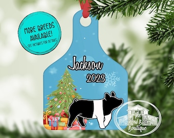 Personalized Show Pig Christmas Ornament, Ear Tag Ornament, Show Pig Christmas, Livestock Show, Show Mom Gift, 4H, Ag Advisor, Buyer Gift