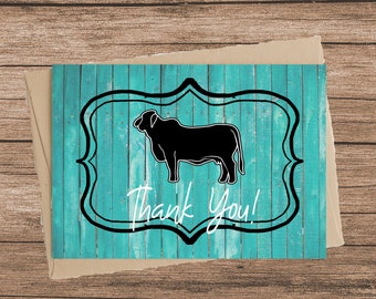 Cactus 4-H Show Lamb Appreciation Card FFA Cards Watercolor Cards Thank You Card Show Pig Show Goat Card Steer Show Steer