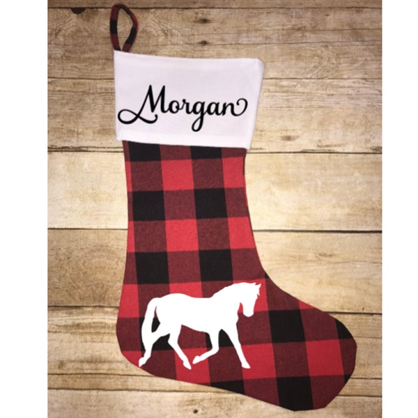 Horse Christmas Stocking, Quarter Horse Stocking, Personalized Trotting Horse Stocking, Western Horse, Horse Stall, Christmas Farm Decor