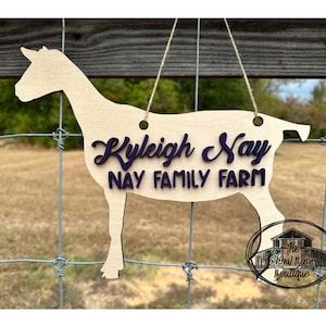 Show Goat Stall Sign, Wood Livestock Show Sign with 3D Raised Letters, Personalized Dairy Goat Pen, Ranch Sign, Buyer Thank You, Nigerian