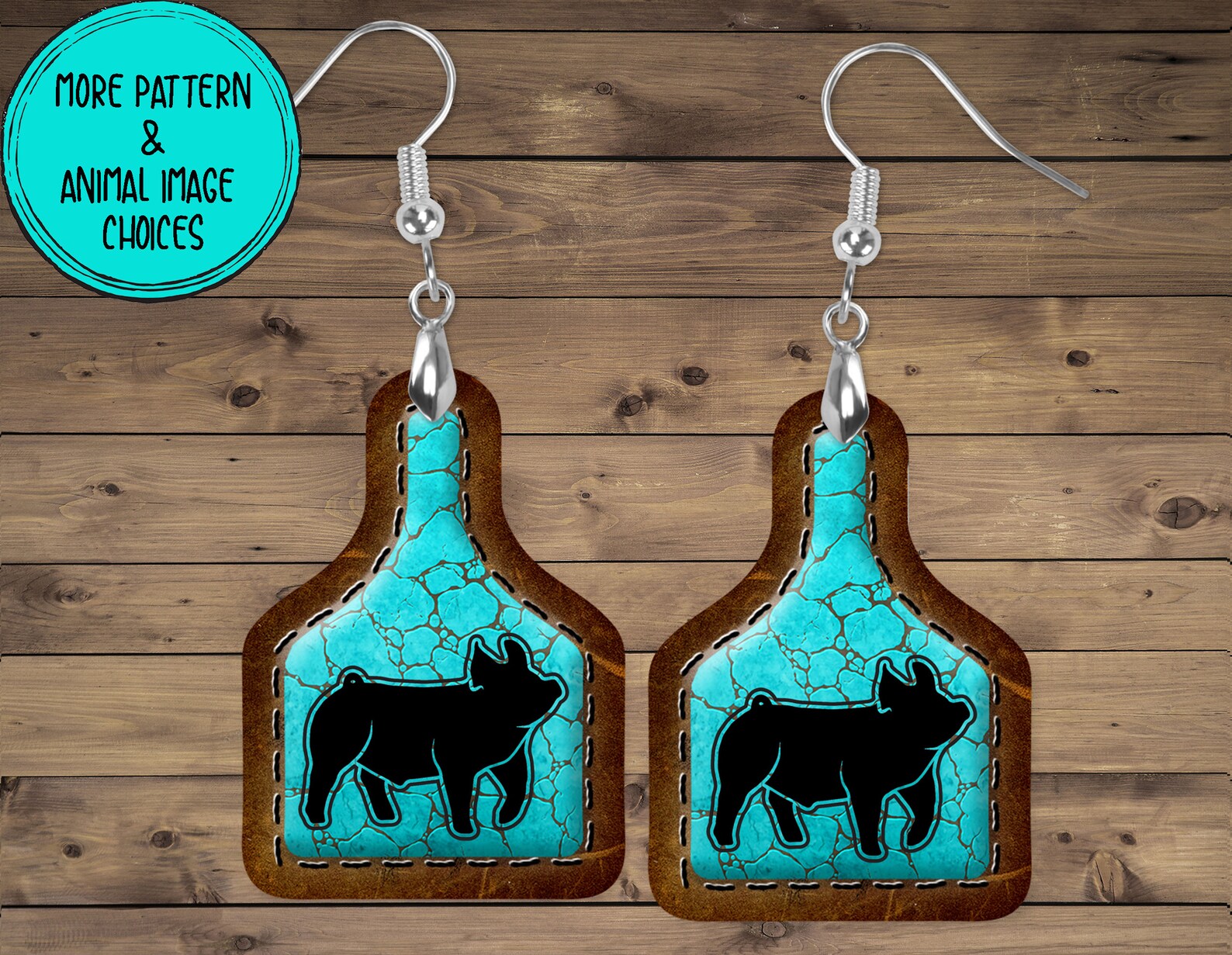 Show Pig Earrings Hampshire Pig Ear Tag Shape Show Pig Etsy