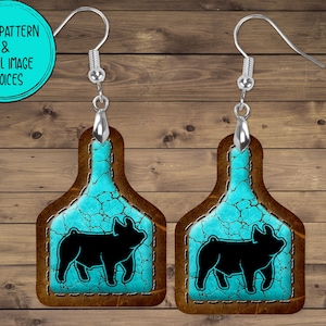 Show Pig Earrings, Hampshire Pig, Ear Tag Shape, Show Pig Jewelry, 4H, Show Mom Earring, Stockshow, Livestock Show, Mother&#39;s Day Gift, Buyer