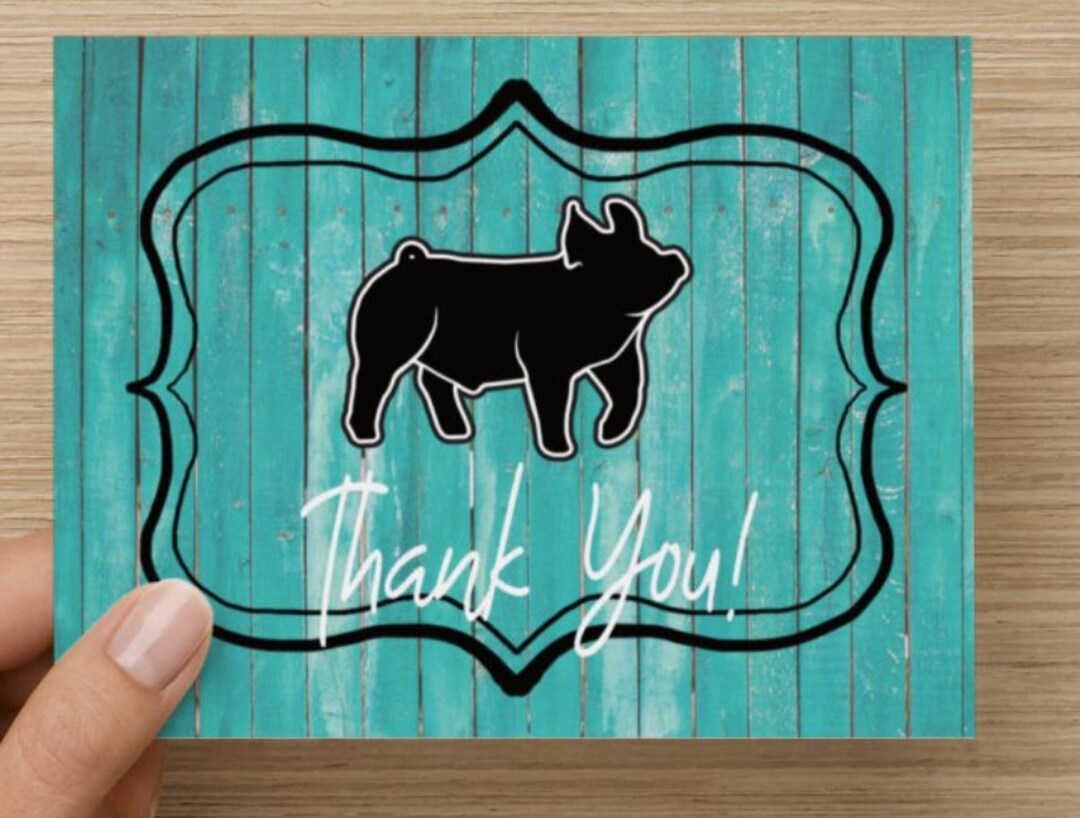 Show Pig, Pig Thank You Card, Hog Thank You Card, Show Pig Card, Pig