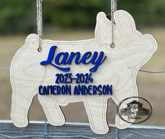 Show Pig Stall Sign, Wood Livestock Show Sign with 3D Raised Letters, Personalized Pig Pen Sign, Pig Farm Sign, Buyer Thank You, Show Award