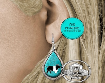 Show Pig Earrings, Hampshire Pig, Duroc Earrings, Show Pig Jewelry, 4H, Show Mom Earrings, Stockshow, Livestock Show, Mother's Day Gift