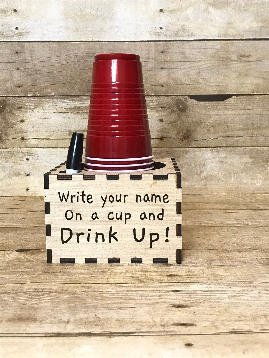 Cup Holder, Wood Red Cup, Personalized Cup Holder, Party Cup Decor ...