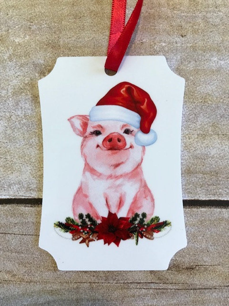 Show Pig Christmas Ornament Cute Pink Pig Pig with Santa Hat Etsy