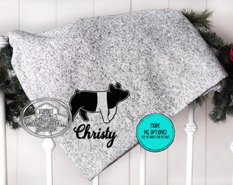 Show Pig Custom Gift Blanket, Personalized Show Pig 4H Award, Stock Show Pig Christmas, Stock Show Mom, Duroc, Ag Teacher Christmas Gift