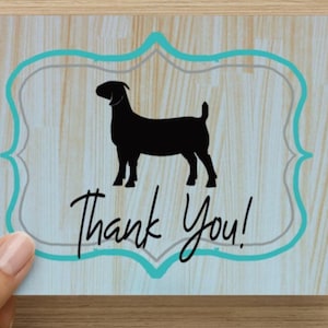 Cabra, Cabra de exhibición, Cabra de exhibición, Tarjeta de agradecimiento para cabras, Tarjeta para cabras de exhibición, Comprador de cabras, Comprador 4-H, Tarjeta de agradecimiento para ganado, Tarjeta de agradecimiento