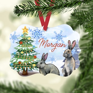 Show Rabbit Christmas Ornament, Personalized Rabbit Ornament, 4H, Stock Show, Livestock Show Ornament, Buyer Gift, Ag Teacher Gift