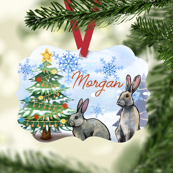 Show Rabbit Christmas Ornament, Personalized Rabbit Ornament, 4H, Stock Show, Livestock Show Ornament, Buyer Gift, Ag Teacher Gift