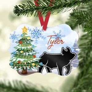 Show Pig Christmas Ornament, Personalized Pig Ornament, 4H Pig, Show Mom Gift, Show Boar, Livestock Show Ornament, Buyer Gift, Ag Teacher