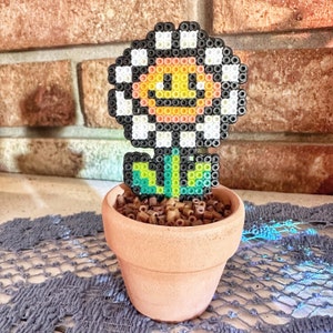 Cute Daisy Flower Pixel Video Game Plant | Video game decor | Valentines | Game Room Decor | Super Mario Plant | Nerdy Collectible Figurine