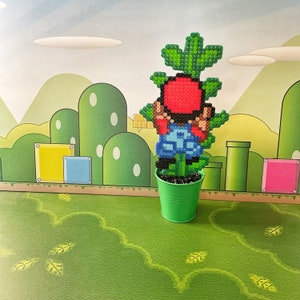 Large Climbing Mario Plants | Video game decor | Desk Plant | Game Room Decor | Boys Birthday Gift | Pixel Plant | Mario Butt Plumber Gift