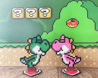 Kissing Yoshi Couple | Video Game Decor | Valentines 8 bit Art | Mario Party Decorations | Nerdy Birthday Gifts | Nerdy Valentine Gift