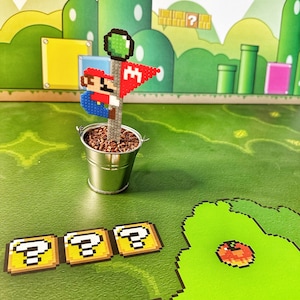 Super Mario Climbing Flagpole | Video game decor | Desk Plant | Game Room Decor | Boys Birthday Gift | Pixel Plant | Mario Butt Plumber Gift