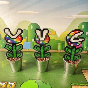 Large Rainbow Mario Piranha Plant  | Video game decor | Desk Plant | Game Room Decor | Super Mario | Pixel Piranha Plant | Mario Flower
