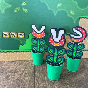 Large Piranha Mario Plant in Warp Tube Video game decor Desk Plant Game Room Decor Super Mario Pixel Piranha Plant Mario Flower image 4