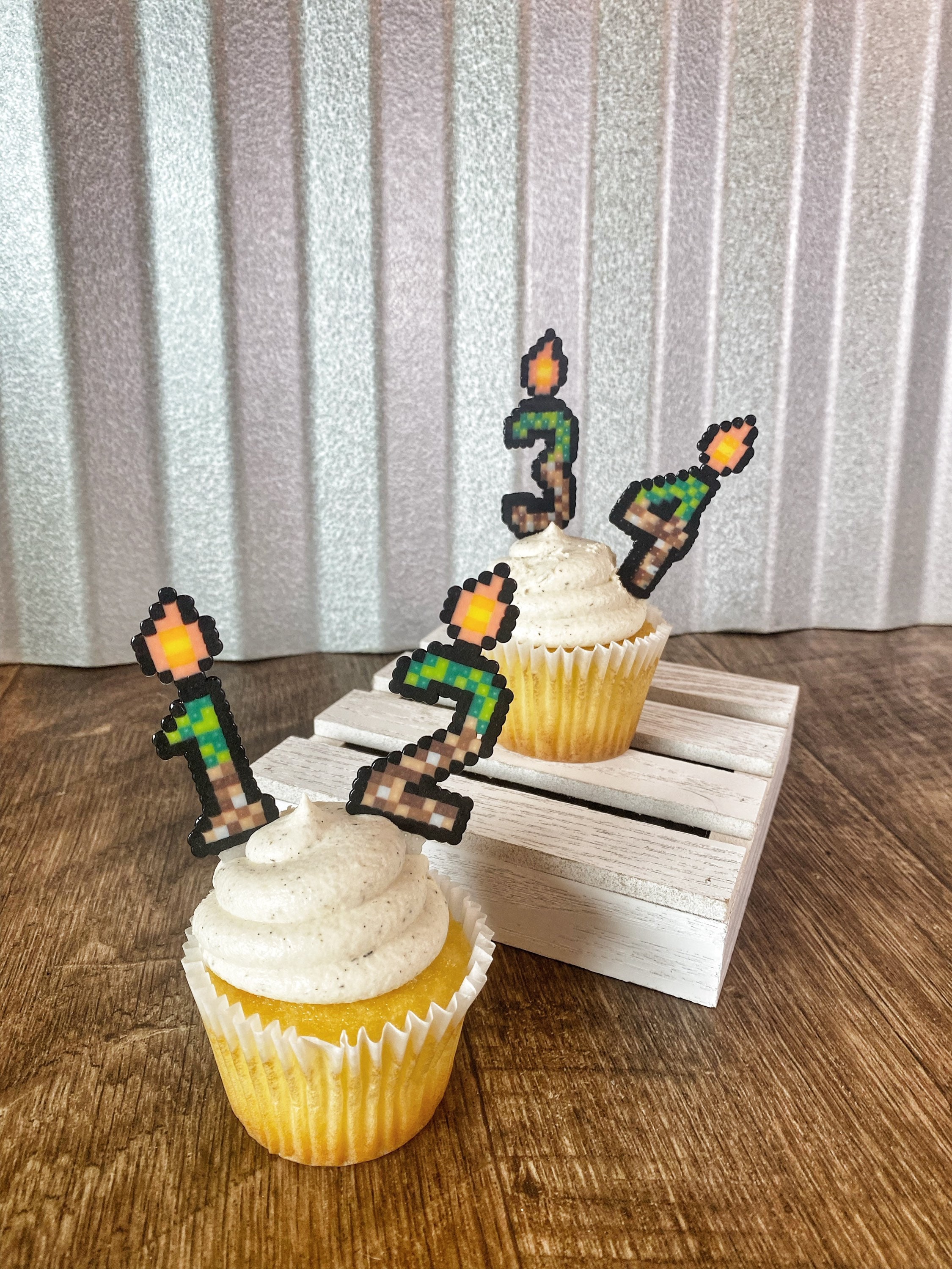 Minecraft Game Pixel Cupcake Toppers