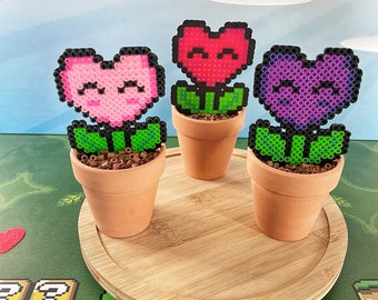 Large Retro Mario Video Game Flower | Video game decor | Desk Plant | Game Room Decor | Yoshi Valentine | Pixel Piranha Plant | Mario Flower