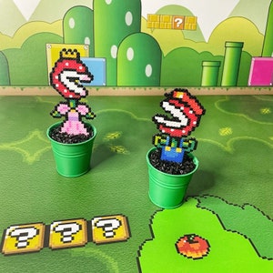 Piranha Mario Plant in Warp Tube | Video game decor | Desk Plant | Game Room Decor | Super Mario Plants | Pixel Piranha Plant | Mario Flower
