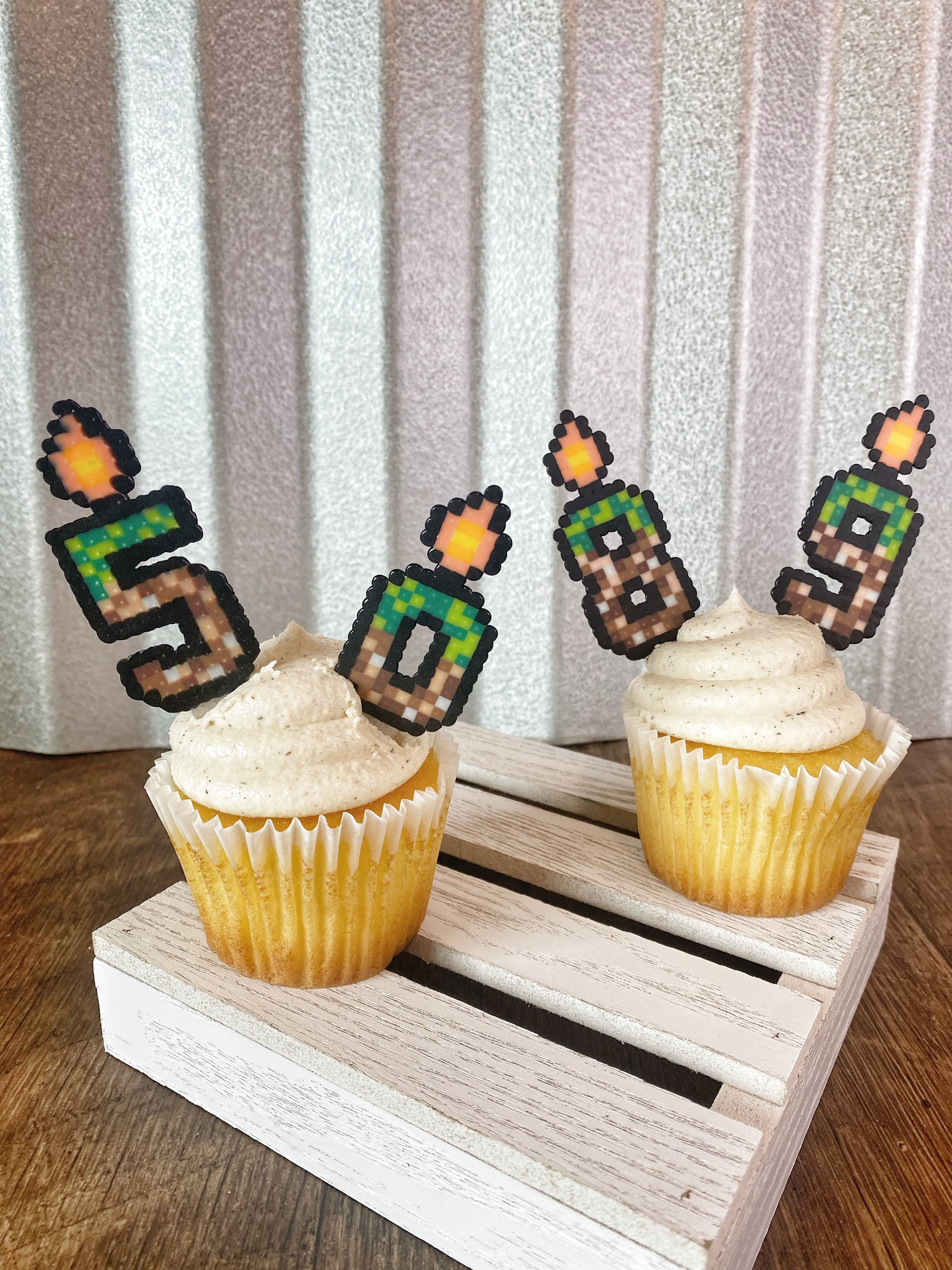 Minecraft Game Pixel Cupcake Toppers