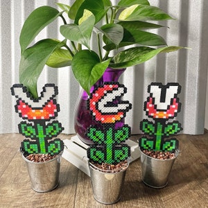 Large Piranha Mario Plant in Warp Tube | Video game decor | Desk Plant | Game Room Decor | Super Mario | Pixel Piranha Plant | Mario Flower