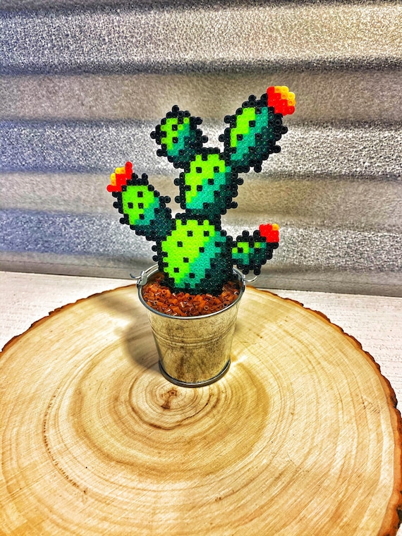 Blooming Cactus Plant Decor: Pixel Art Faux Succulent - Etsy Denmark