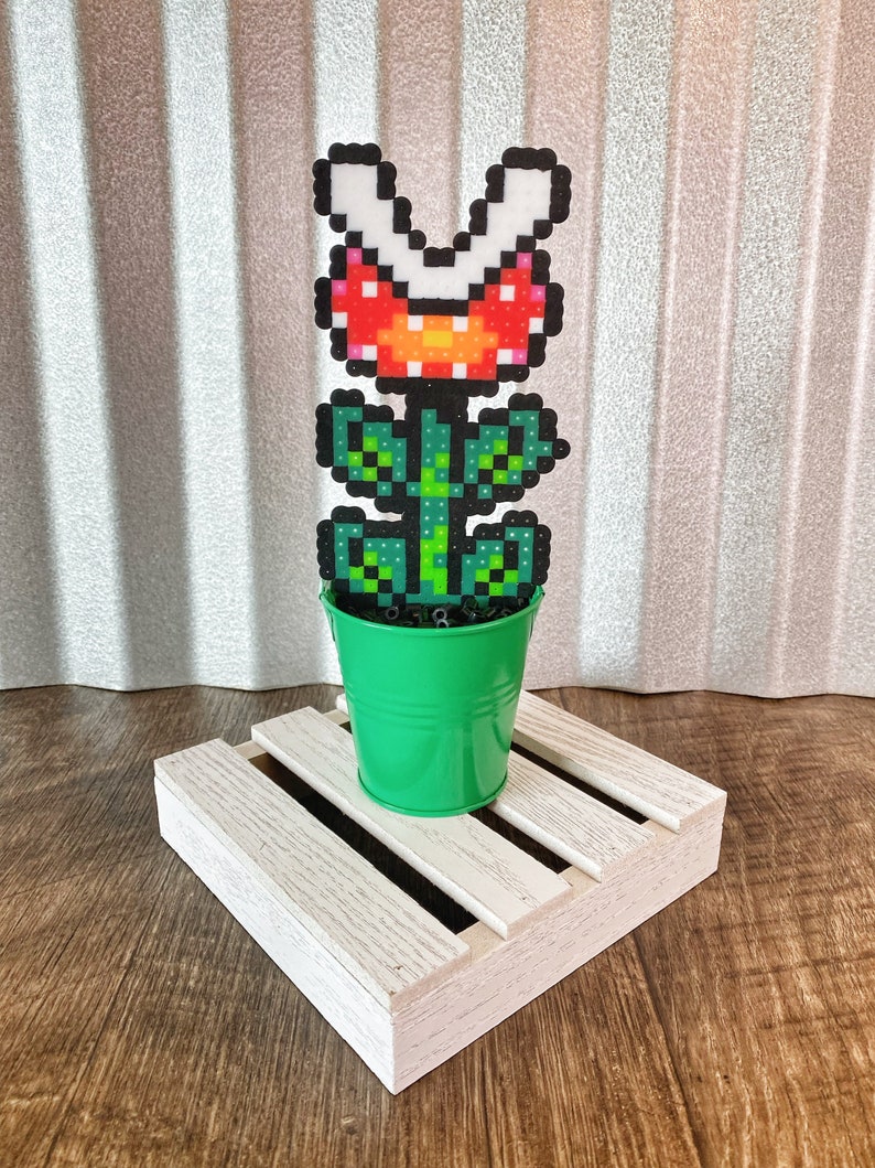 Large Piranha Mario Plant in Warp Tube Video game decor Desk Plant Game Room Decor Super Mario Pixel Piranha Plant Mario Flower Plant 1