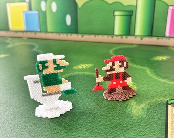 Toilet Mario Standing Character | Video Game Decor | Retro Gaming |  8 bit Art | Mario Party Decorations | Plumber Mario Gift | Super Mario