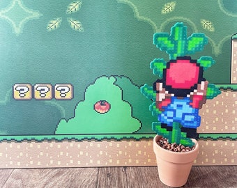 Large Climbing Mario Plants | Video game decor | Desk Plant | Game Room Decor | Boys Birthday Gift | Pixel Plant | Mario Butt Plumber Gift