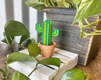 Pixel Faux Cactus Plant | Funny Office Decor | Desk Plant  | Air plant | Potted Faux Cacti Plant | Blooming Artificial Cactus | Window Decor