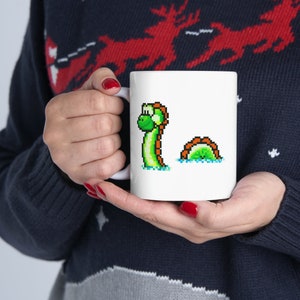 Lochness Yoshi Super Mario Ceramic Coffee Cup 11oz | Lochness Monster Gift | Yoshi Hot Coffee Cup | Super Mario Coffee Cup | Video Game Gift