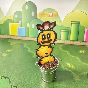 Super Mario Party Potted Cactus Pokey Plant Guy | Video Game Art | Game Room Decor | Super Mario Plants | Video Game Plant | Mario Gift