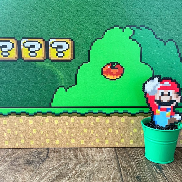 Mario Warp Tube Plant | Video game decor | Desk Plant | Game Room Decor | Boys Birthday Gift | Pixel Plant | Mario Butt Plumber Gift