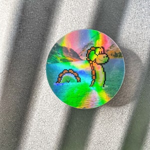 Holographic Lochness Yoshi Super Mario Magnet | Lochness Monster Magnet | Yoshi Fan Art Magnet | Geeky Nerd Magnet | Retro Gamer Magnet