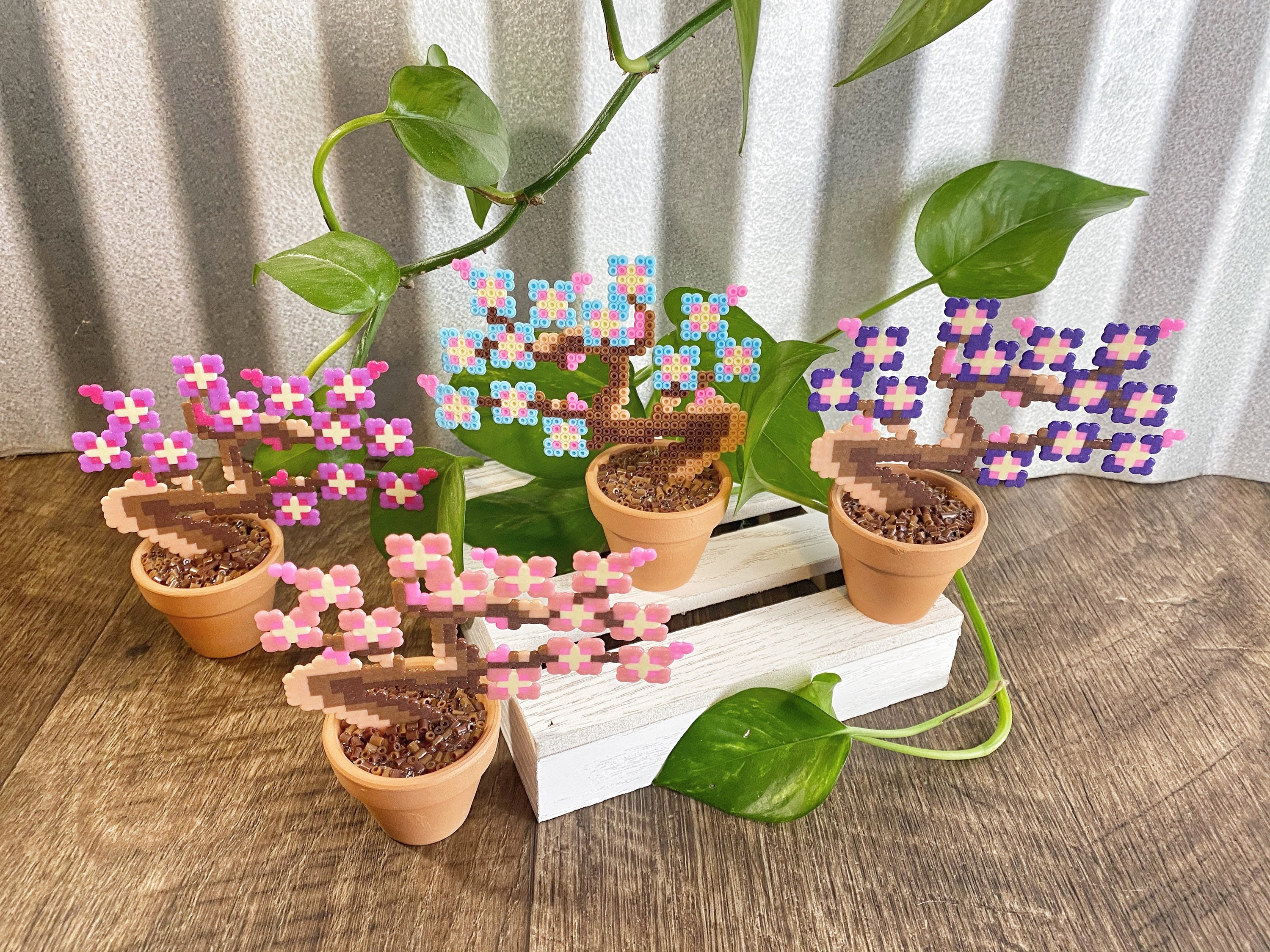 Sakura Bonsai Faux Plant: Pixel Art Desk Decor - Etsy