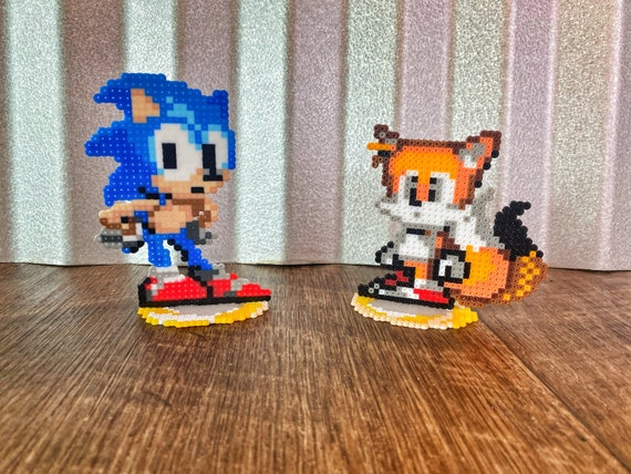 Sonic & Tails Perler Sprites Video Game Decor Retro Gaming 