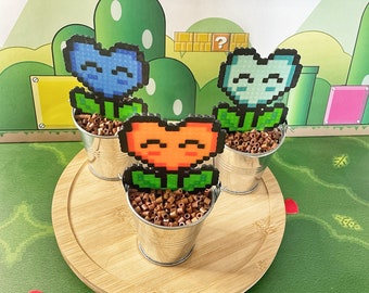 Large Retro Mario Video Game Flower | Video game decor | Desk Plant | Game Room Decor | Yoshi Valentine | Pixel Piranha Plant | Mario Flower