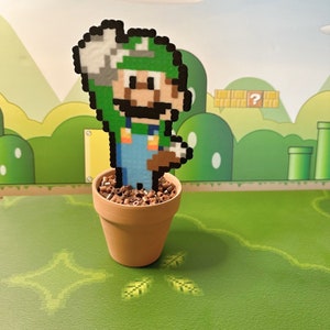 Large Luigi Warp Tube Plant | Video game decor | Desk Plant | Game Room Decor | Boys Birthday Gift | Pixel Plant | Mario Butt Plumber Gift