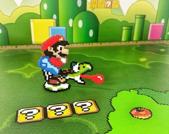 Figura 3D de Super Mario y Yoshi con soporte / Regalos para mejores amigos / Juegos de arcade retro / Decoración de fiesta de Super Mario / Regalos nerd para jugadores